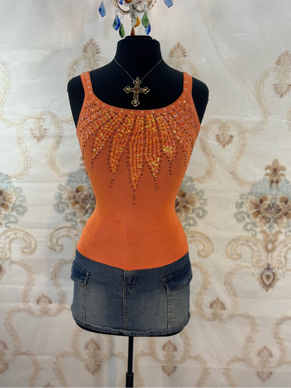 ✨Vintage Y2K Boho Orange Beaded Fairy Tank Top✨ - Picture 3 of 9